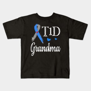 T1D Grandma Type 1 Diabetes Awareness Gift Kids T-Shirt